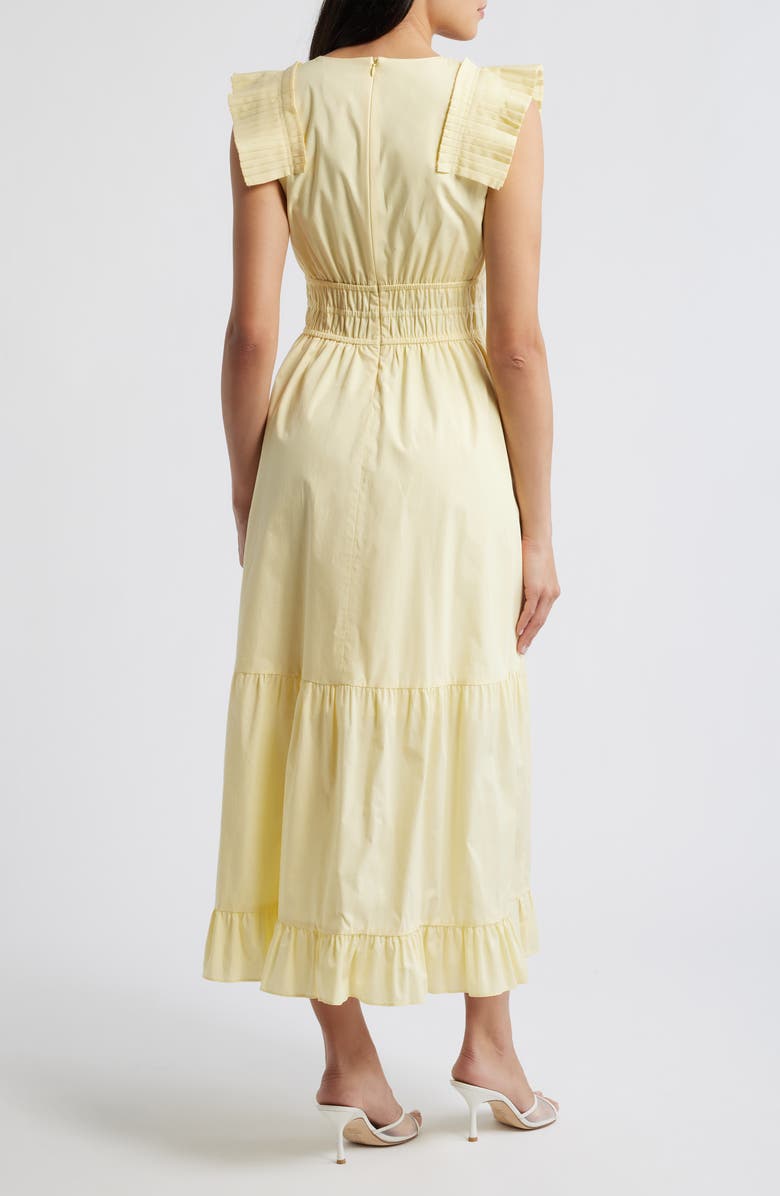 Vince Camuto Pleat Sleeve Cotton Dress, Alternate, color, Buttercup