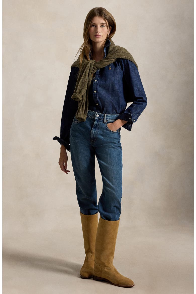 Long Sleeved Denim Shirt, Alternate, color, TOFTY WASH