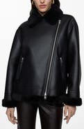 MANGO Faux Shearling Moto Jacket