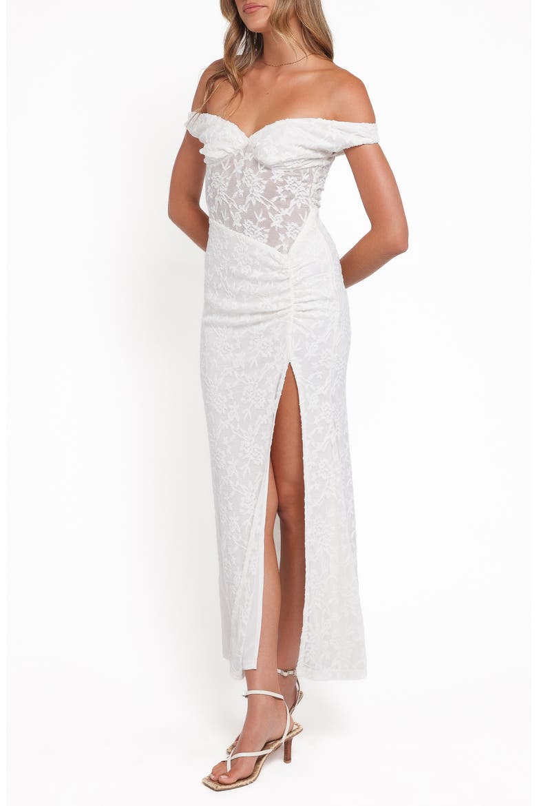 Pascha Lace Off the Shoulder Maxi Dress, Alternate, color, WHITE