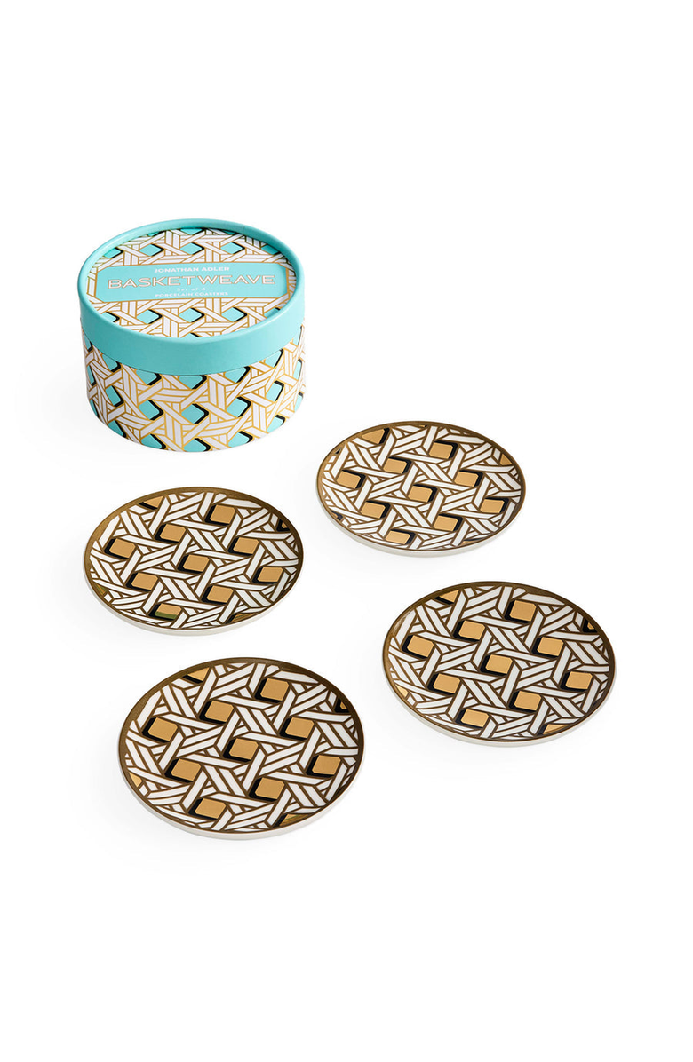 Jonathan Adler Basketweave Coaster Set, Alternate, color, 