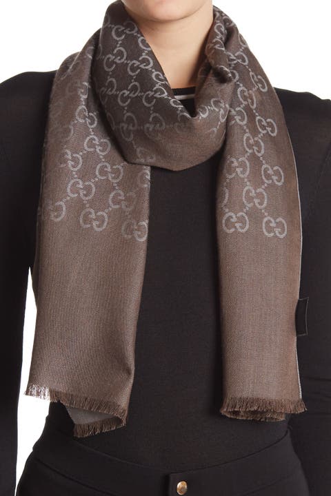 GG Monogrammed Wool & Silk Blend Scarf