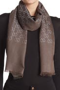 Gucci GG Monogrammed Wool & Silk Blend Scarf