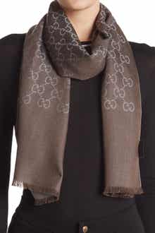 Gucci GG Monogrammed Wool & Silk Blend Scarf