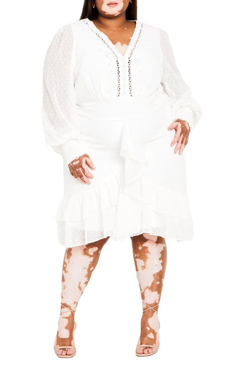 Ariyah Ruffle Clip Dot Dress (Plus)