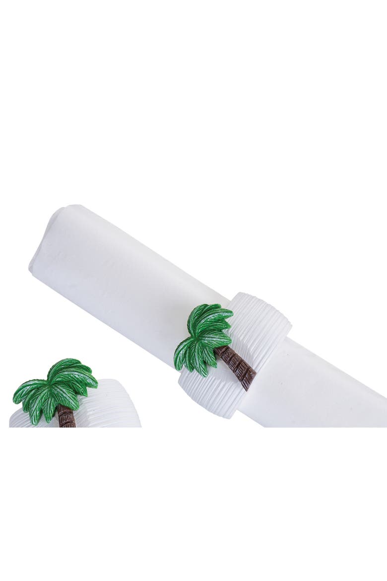 Palm Tree Napkin Rings, Set of 4, Alternate, color, Green