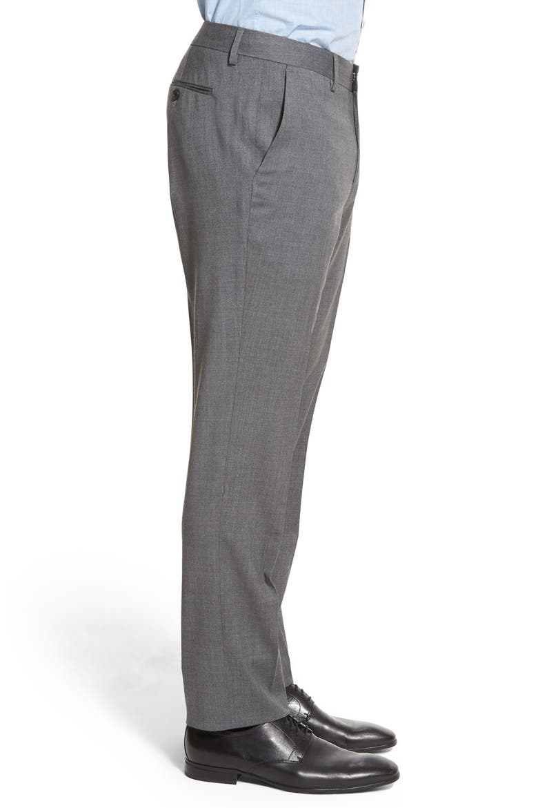 Jetsetter Slim Fit Flat Front Stretch Wool Dress Pants, Alternate, color, GREY