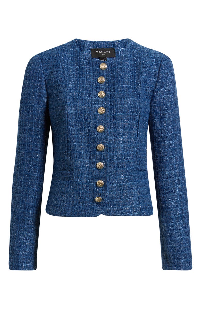 Tahari ASL Bouclé Jacket, Main, color, Riverside Blue