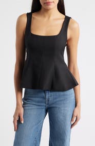 NIKKI LUND Maron Square Neck Sleeveless Peplum Top