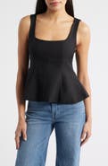 NIKKI LUND Maron Square Neck Sleeveless Peplum Top