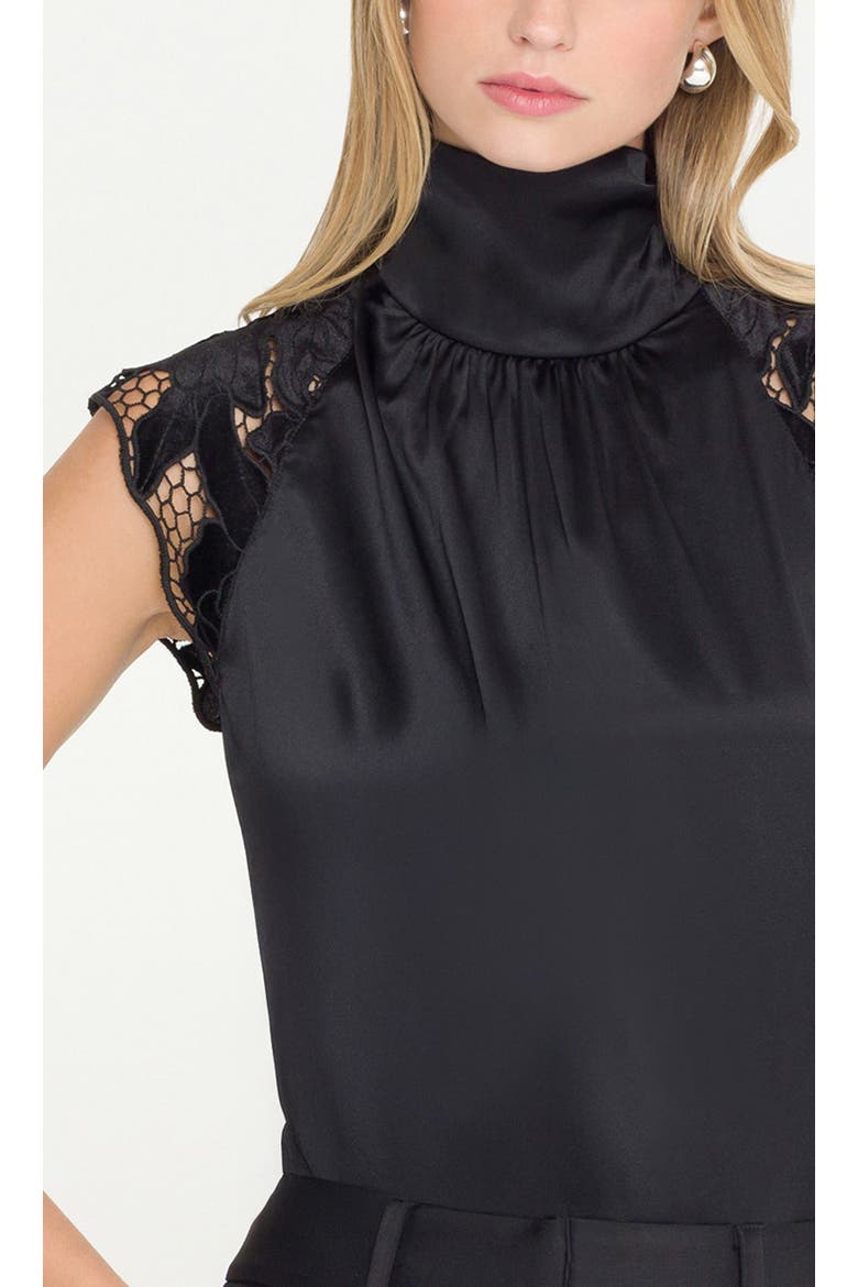 Rachel Velvet Lace Halter Blouse, Alternate, color, Black