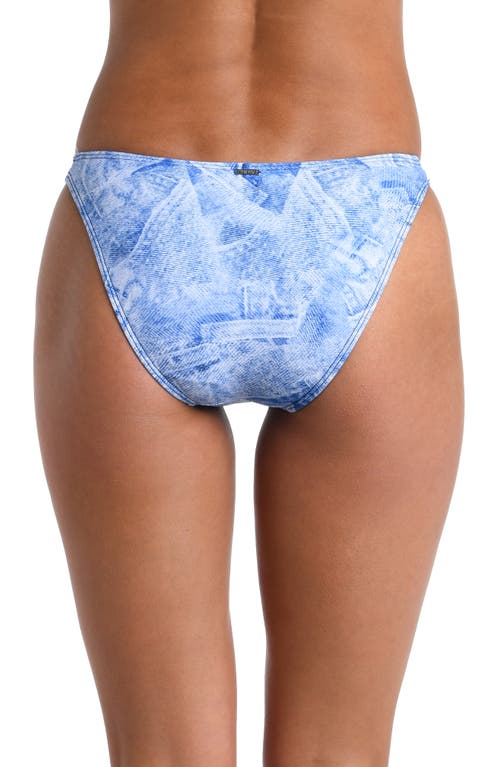 L Agence L'agence Jean Denim Scoop Front Cheeky Cut Bikini Bottoms In Blue
