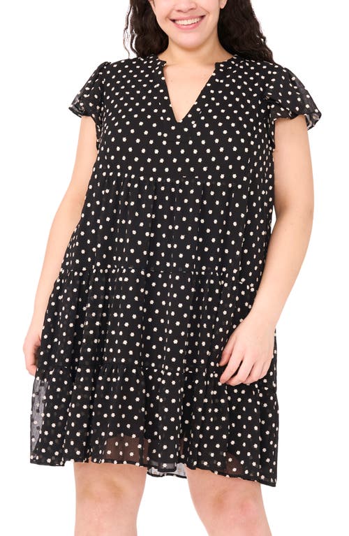 Shop Cece Floral Embroidered Flutter Sleeve Tiered Dress
