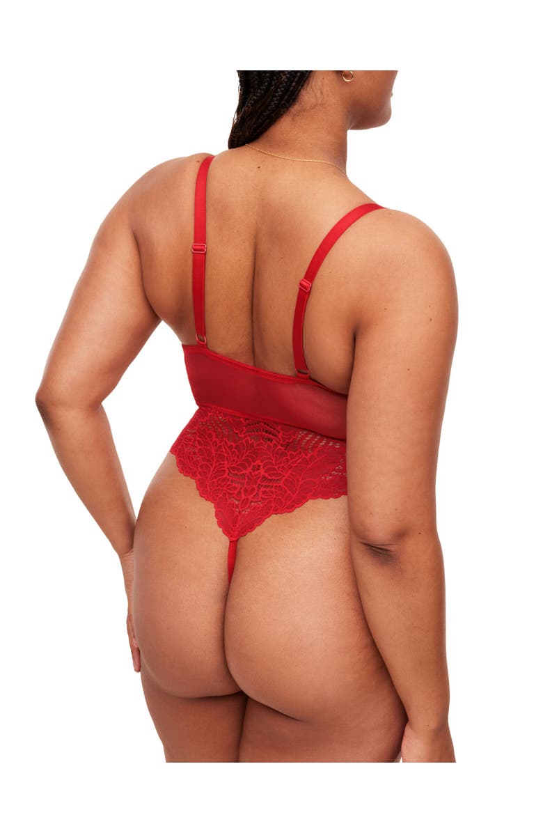 Adore Me Zora Bodysuit Lingerie, Alternate, color, Dark Red