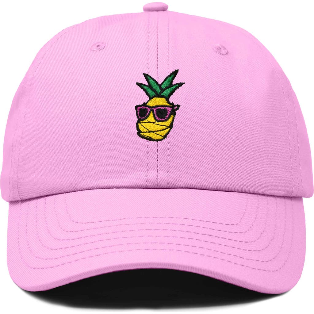 Dalix Pineapple Embroidered Dad Hat In Light Pink