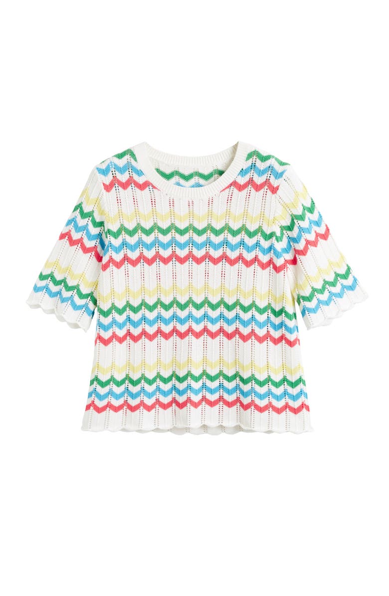 Chinti & Parker Cotton Chevron Stitch T-Shirt, Main, color, Cream
