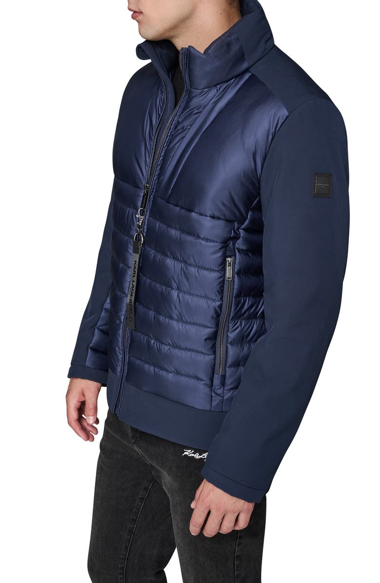 KARL LAGERFELD PARIS Mixed Media Jacket, Alternate, color, Navy