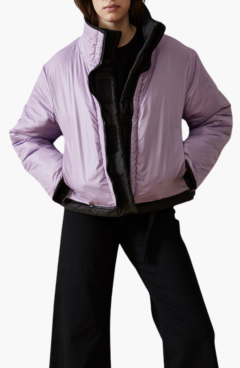 CAALO Reversible Convertible Sustainable Down Coat, Alternate, color, Black / Light Purple