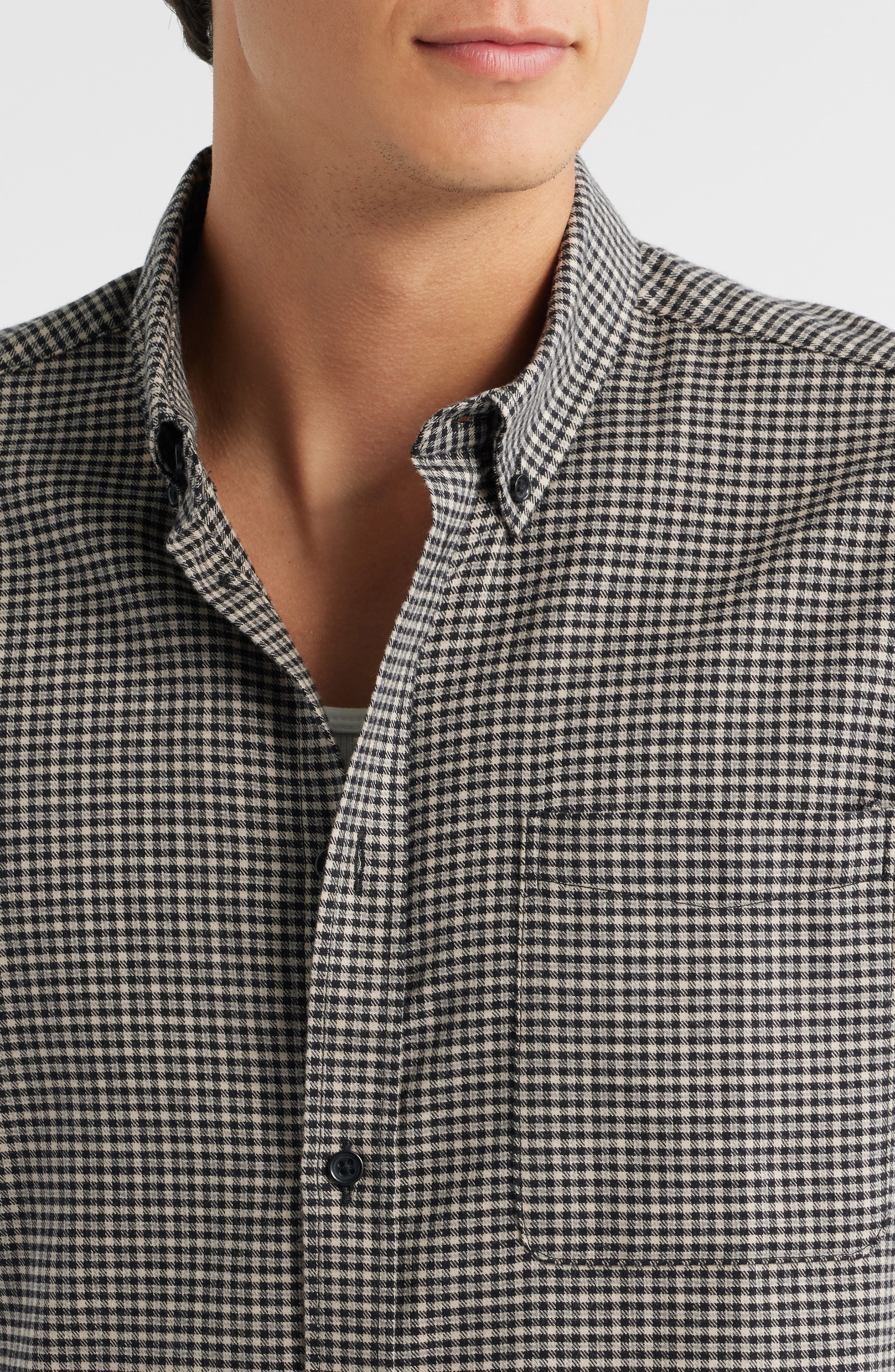 Konrad Microcheck Flannel Button-Down Shirt - image 2
