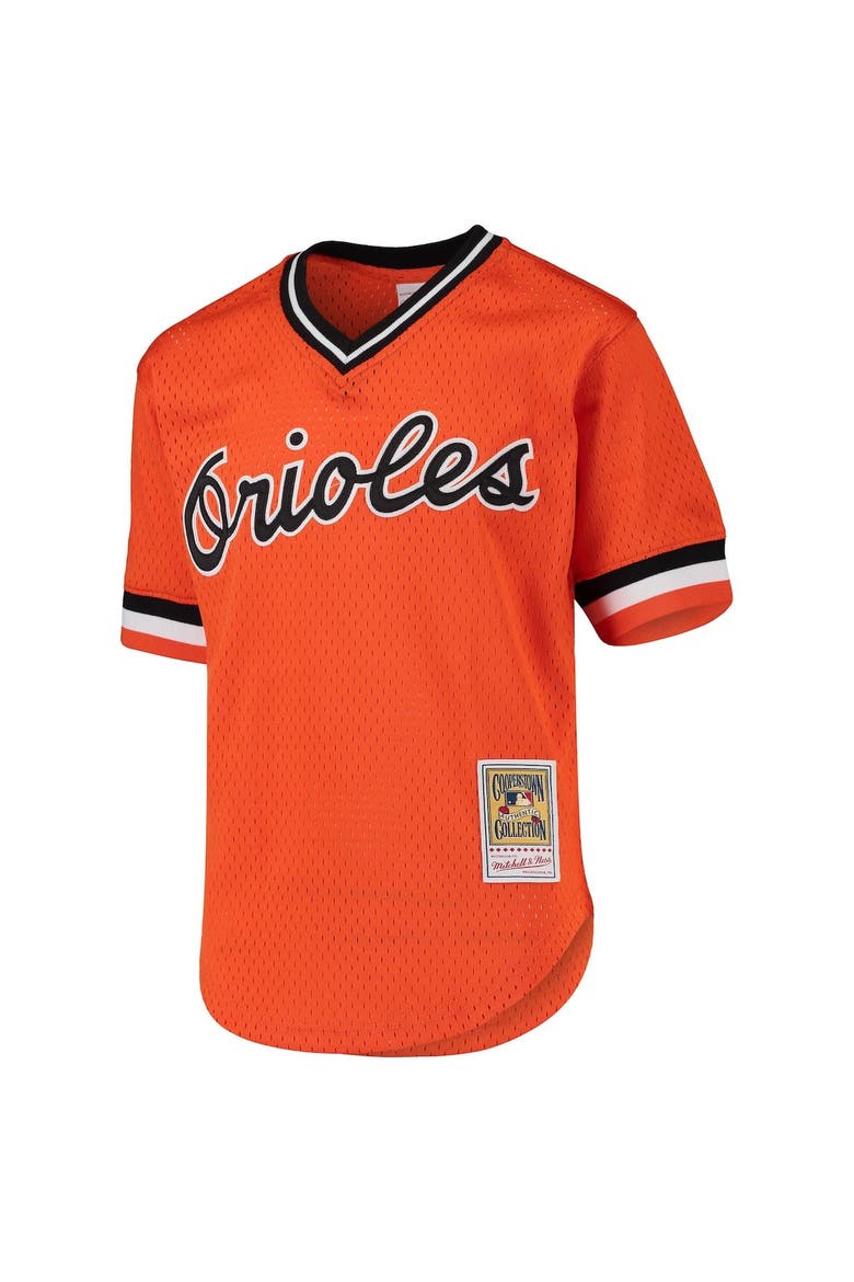 Youth Mitchell & Ness Cal Ripken Jr. Orange Baltimore Orioles Cooperstown Collection Mesh Batting Practice Jersey, Alternate, color, Orange