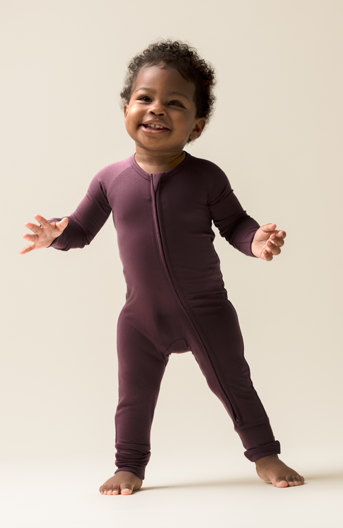 Kindred Bravely Zip Up Baby Pajamas In Purple