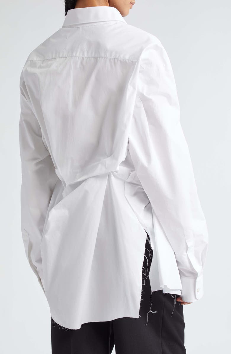 Maison Margiela Oversize Décortiqué Raw Hem Button-Up Shirt, Alternate, color, 