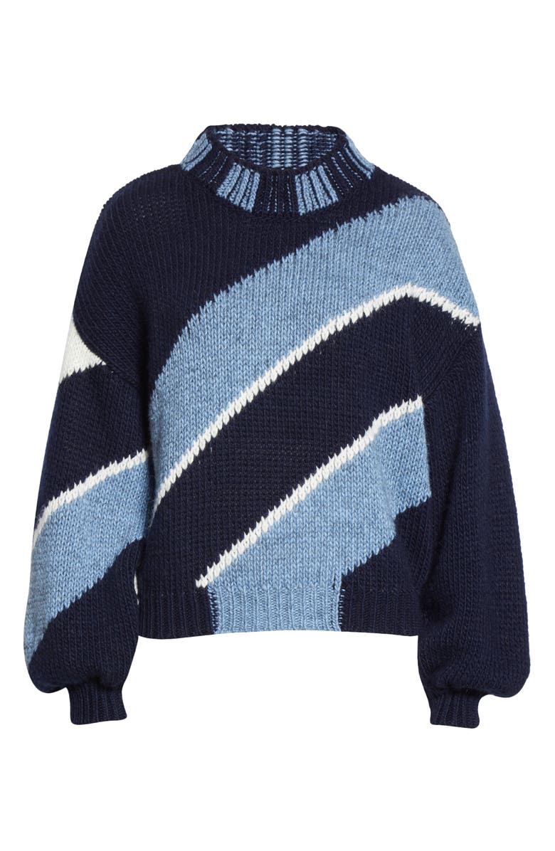 Stine Goya Adonis Balloon Sleeve Diagonal Stripe Sweater, Alternate, color,