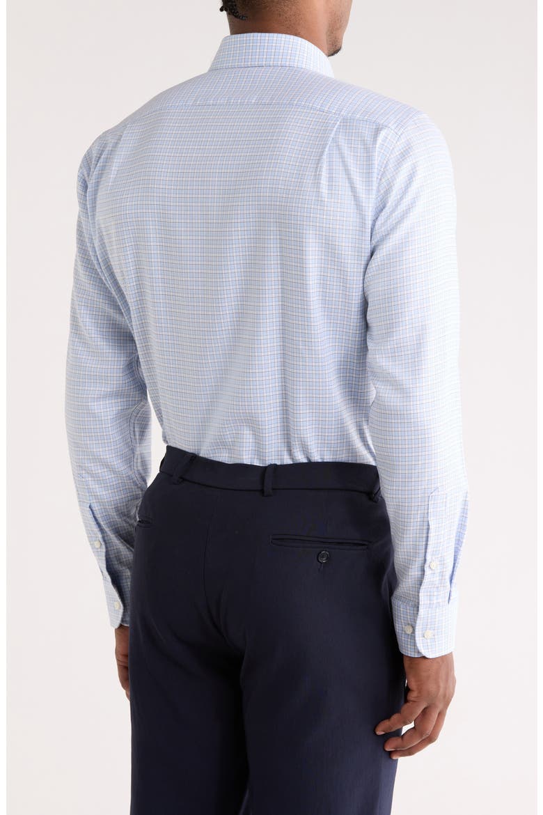 Trim Fit Check Premium Non Iron Cotton Button-Up Shirt, Alternate, color, BLUE PINE RIDGE GRID