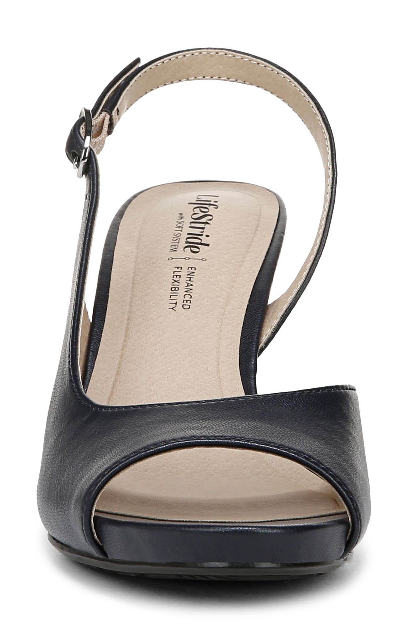 Teller Slingback Peep Toe Pump - Wide Width Available, Alternate, color, NAVY