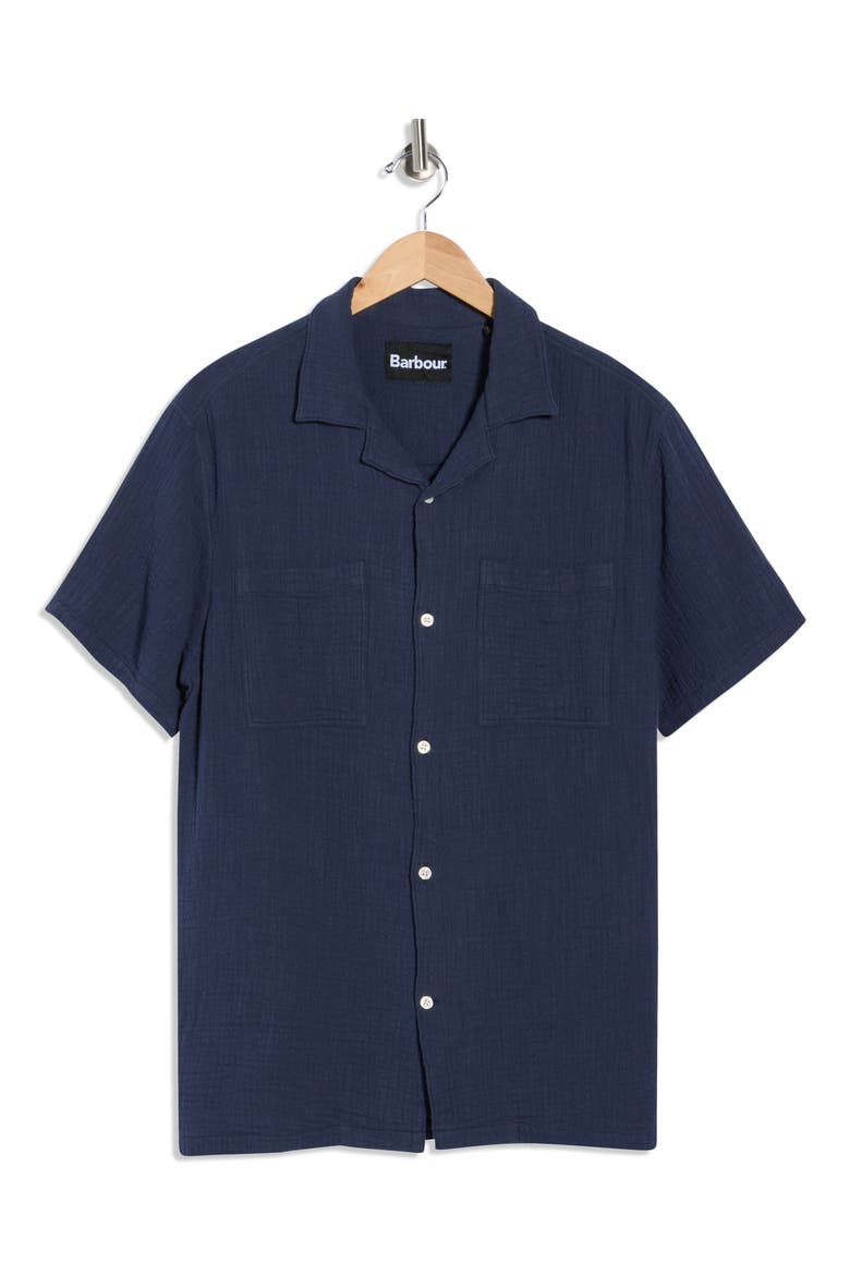 Archer Relaxed Cotton Seersucker Camp Shirt, Alternate, color, INDIGO