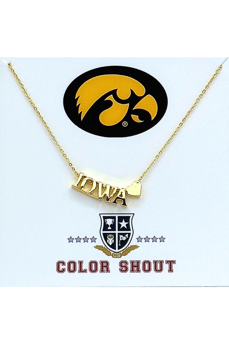 University of Iowa Gold Heart Necklace, Main, color, Yellow Gold
