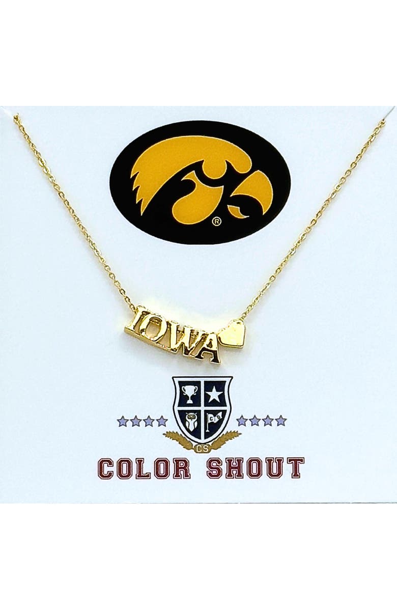 Color Shout University of Iowa Gold Heart Necklace, Main, color, Yellow Gold