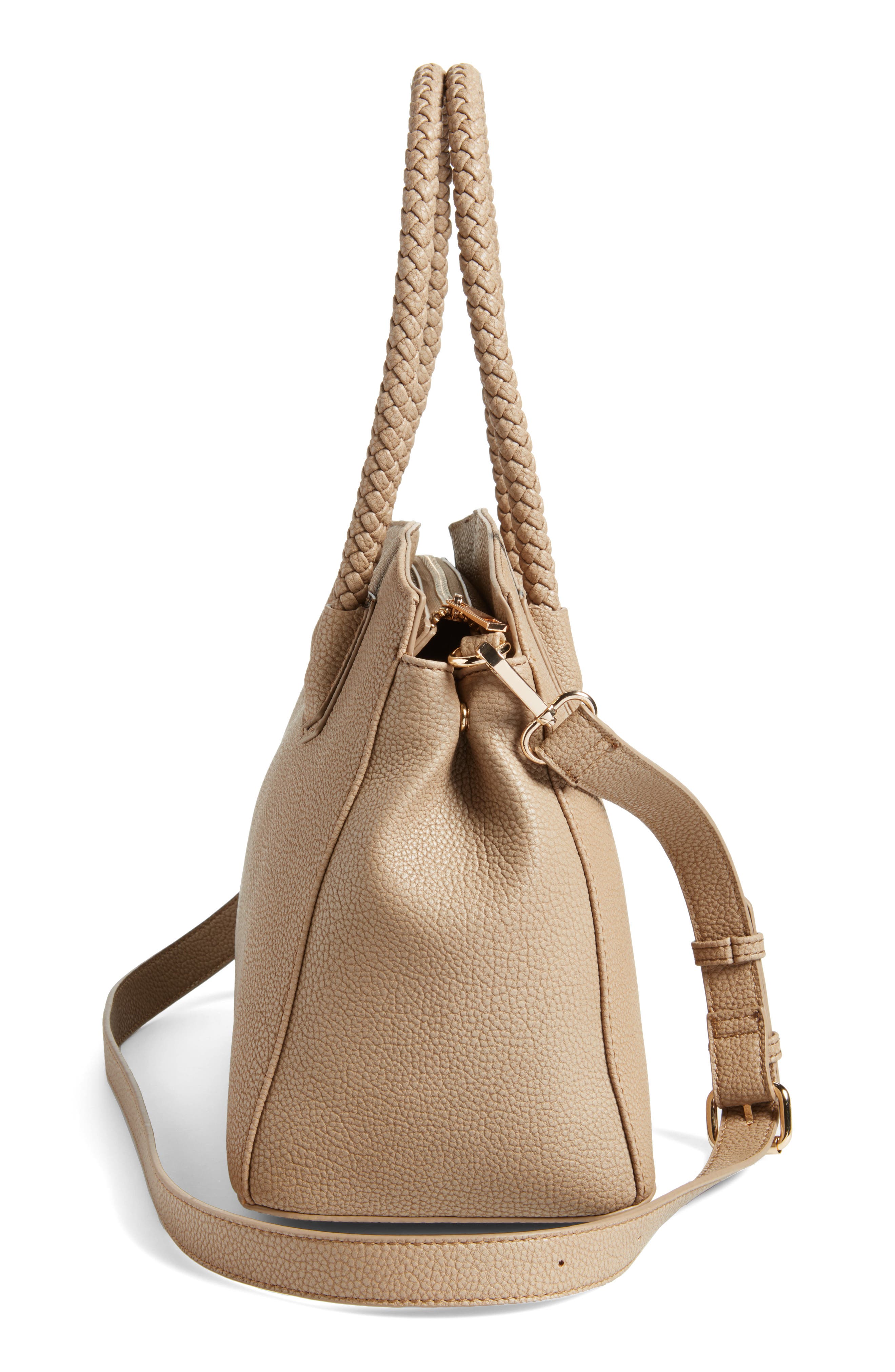 Lexington Faux Leather Satchel, Alternate, color, TAUPE