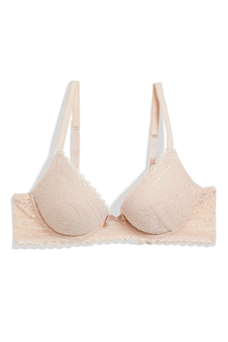 Panama Underwire Plunge Push-Up Bra, Alternate, color, BLUSH