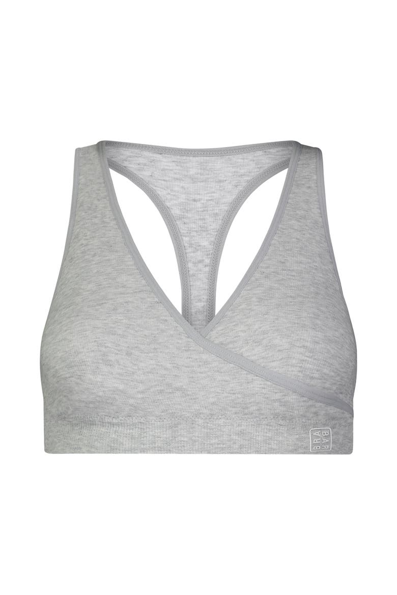 Cotton Stretch Rib Racerback Sports Bra, Alternate, color, Grey Heather