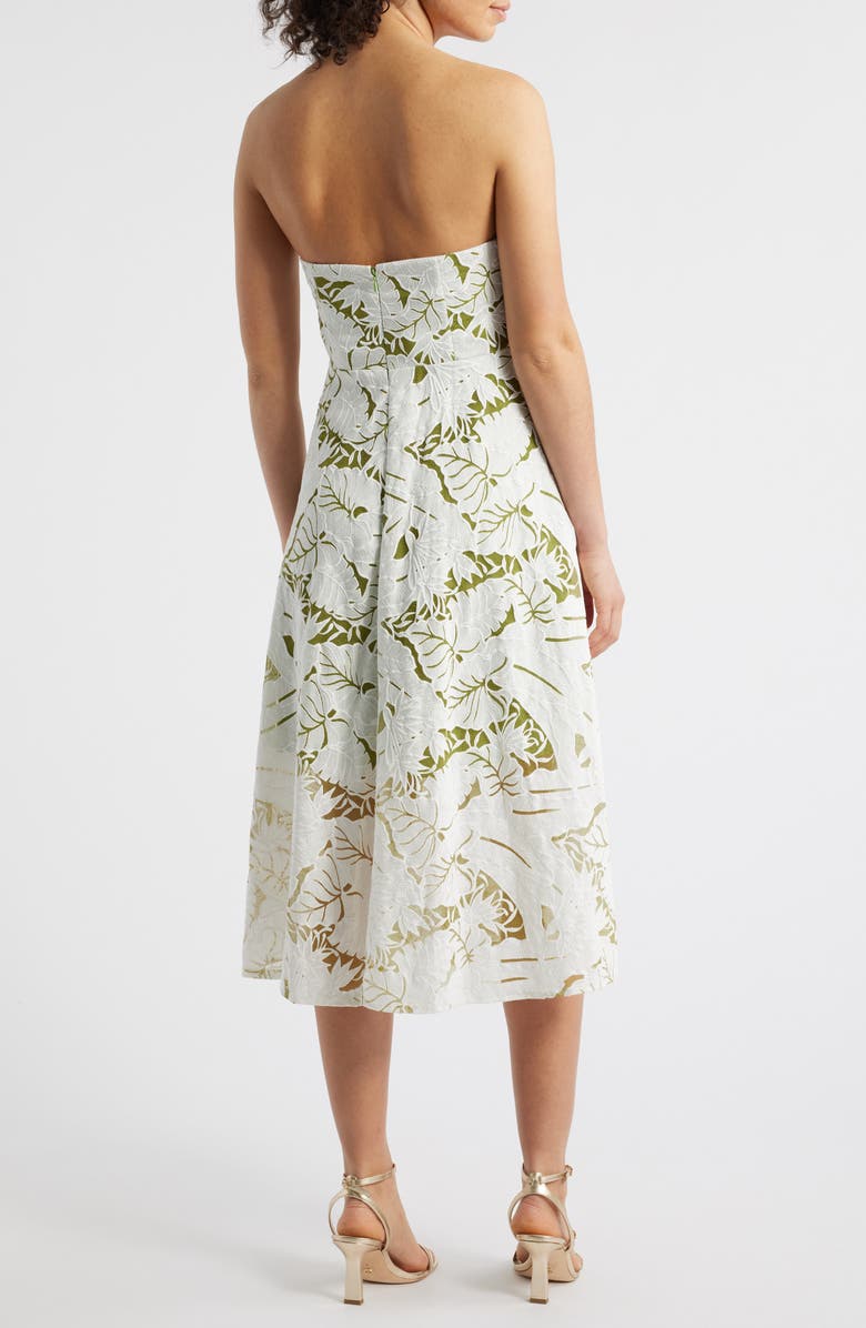 Sam Edelman Palm Jacquard Strapless Midi Dress, Alternate, color,