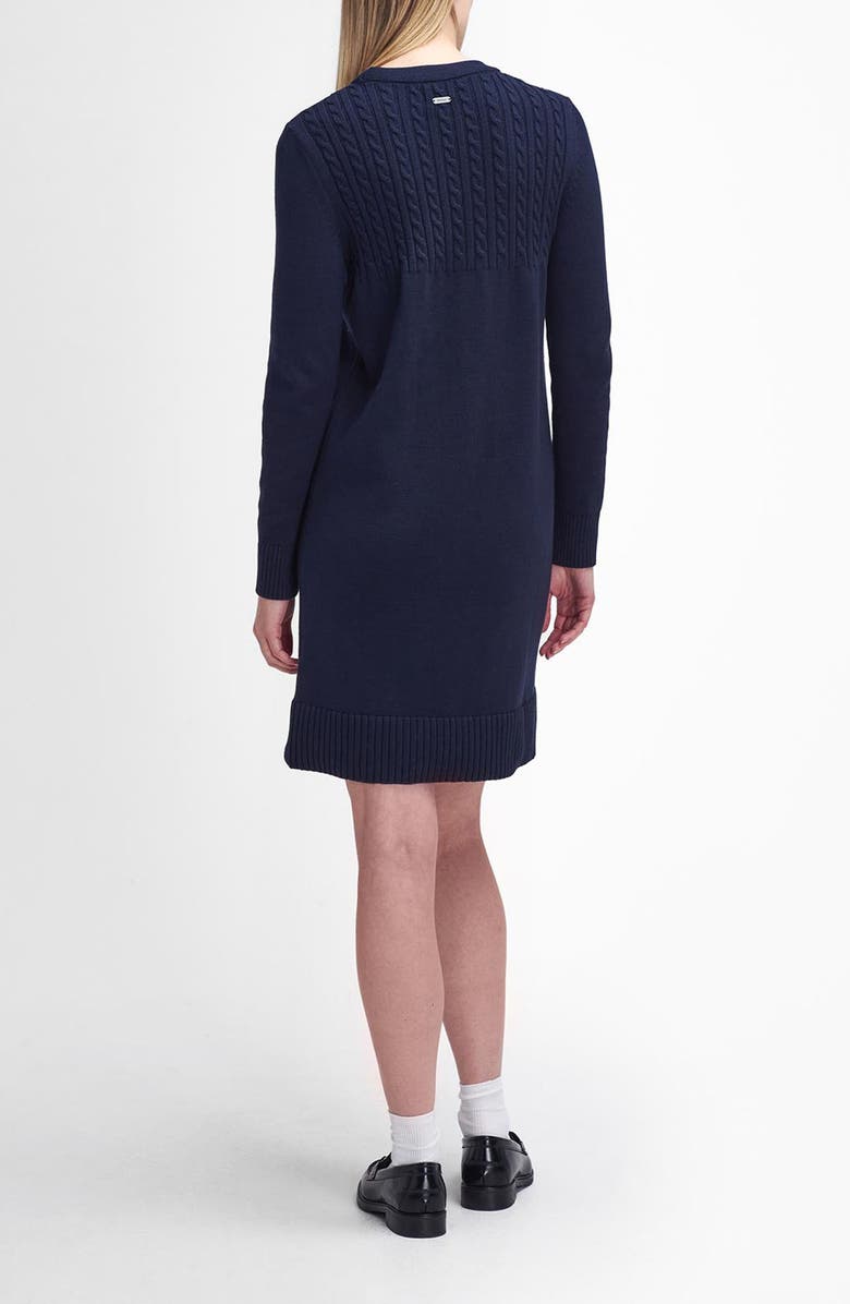 Barbour Guernsey Cable Stitch Long Sleeve Cotton Sweater Dress, Alternate, color, Navy