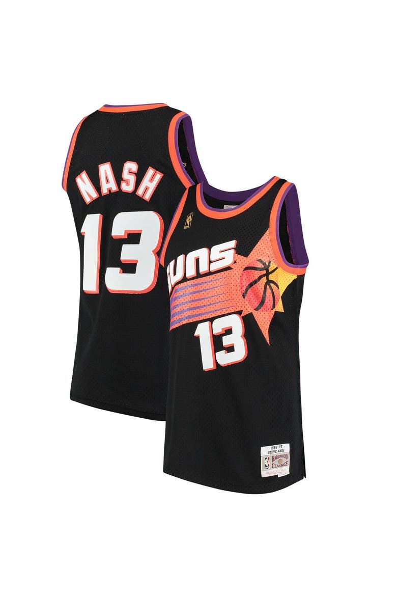 Men's Mitchell & Ness Steve Nash Black Phoenix Suns 1996/97 Hardwood Classics Swingman Jersey, Main, color, Black