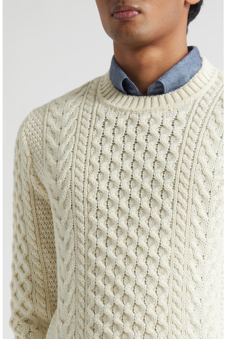 Cable Knit Merino Wool Sweater, Alternate, color, ECRU