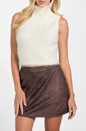GUESS Mei Fuzzy Sleeveless Crop Turtleneck Sweater