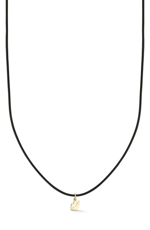 14k Gold Lip Pendant Necklace