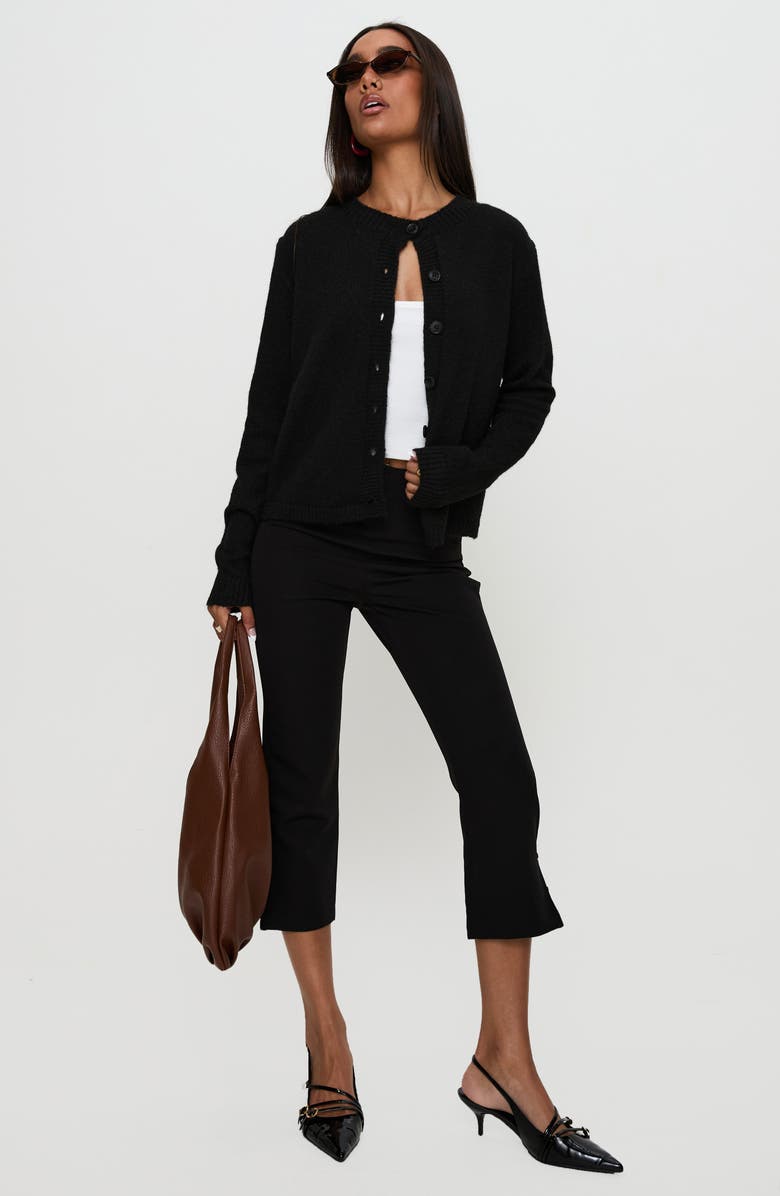 Princess Polly Denmark Rib Knit Cardigan, Alternate, color, Black