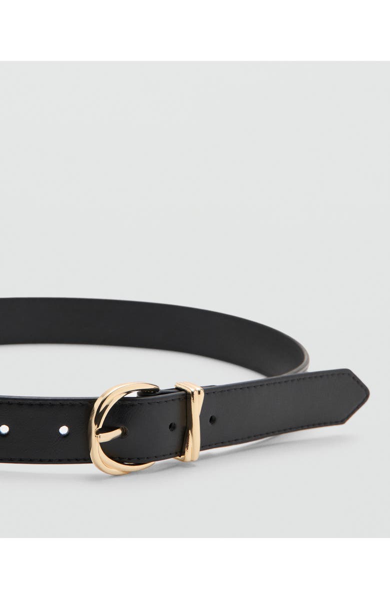 MANGO Oval Buckle Faux Leather Belt, Alternate, color, 