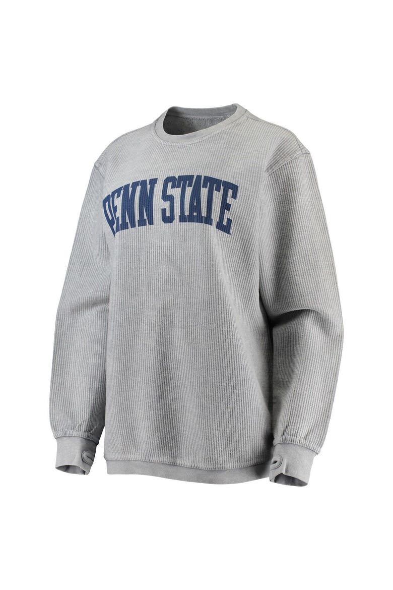 Women's Pressbox Gray Penn State Nittany Lions Comfy Cord Vintage Wash Basic Arch Pullover Sweatshirt, Alternate, color, Gray