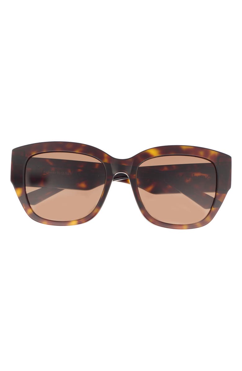 McQueen 55mm Square Sunglasses, Main, color, Havana Havana Brown