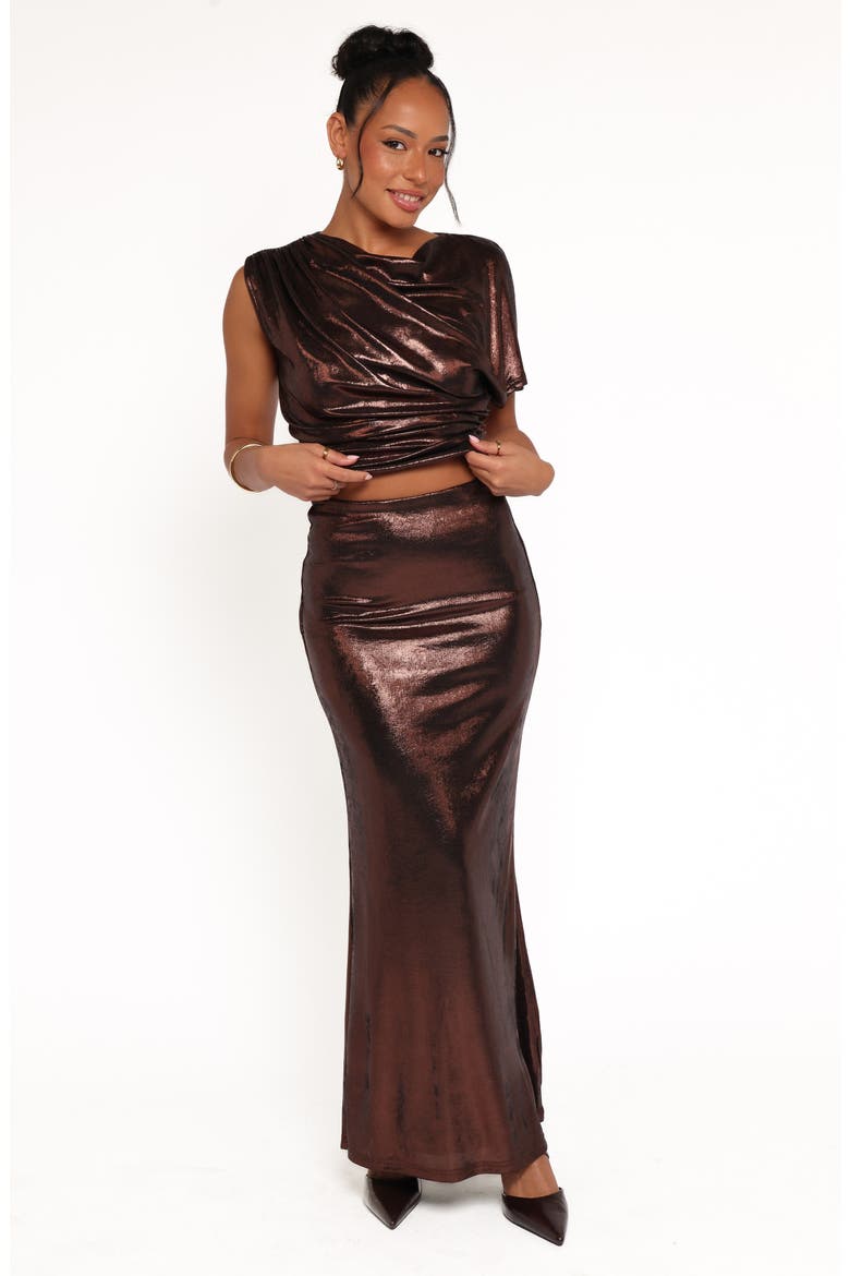 Velman Metallic Maxi Skirt, Alternate, color, BRONZE
