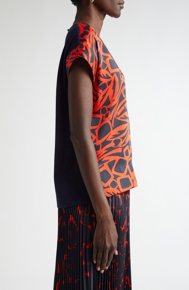 ST. JOHN Botanical Print Mixed Media Top, Alternate, color,