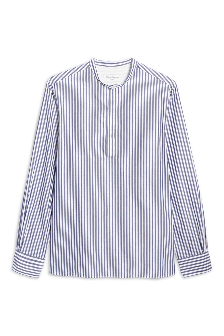 Men's Alfred Slim Fit Stripe Popover Shirt, Alternate, color, NAVY/ WHITE