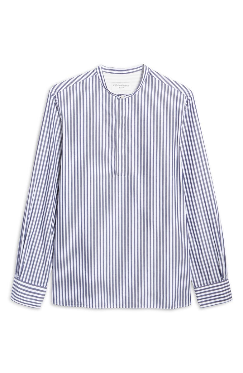 Officine Générale Men's Alfred Slim Fit Stripe Popover Shirt, Alternate, color,