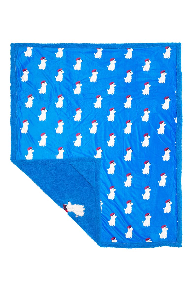 Poodles Reversible Fleece Baby Blanket, Alternate, color, BRILLIANT BLUE